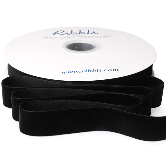 Ribbli Black Velvet Ribbon 1 Inches Continuous 25 Yard Spool Black Christmas Ribbon for Gift Wrapping Crafts Home Decor