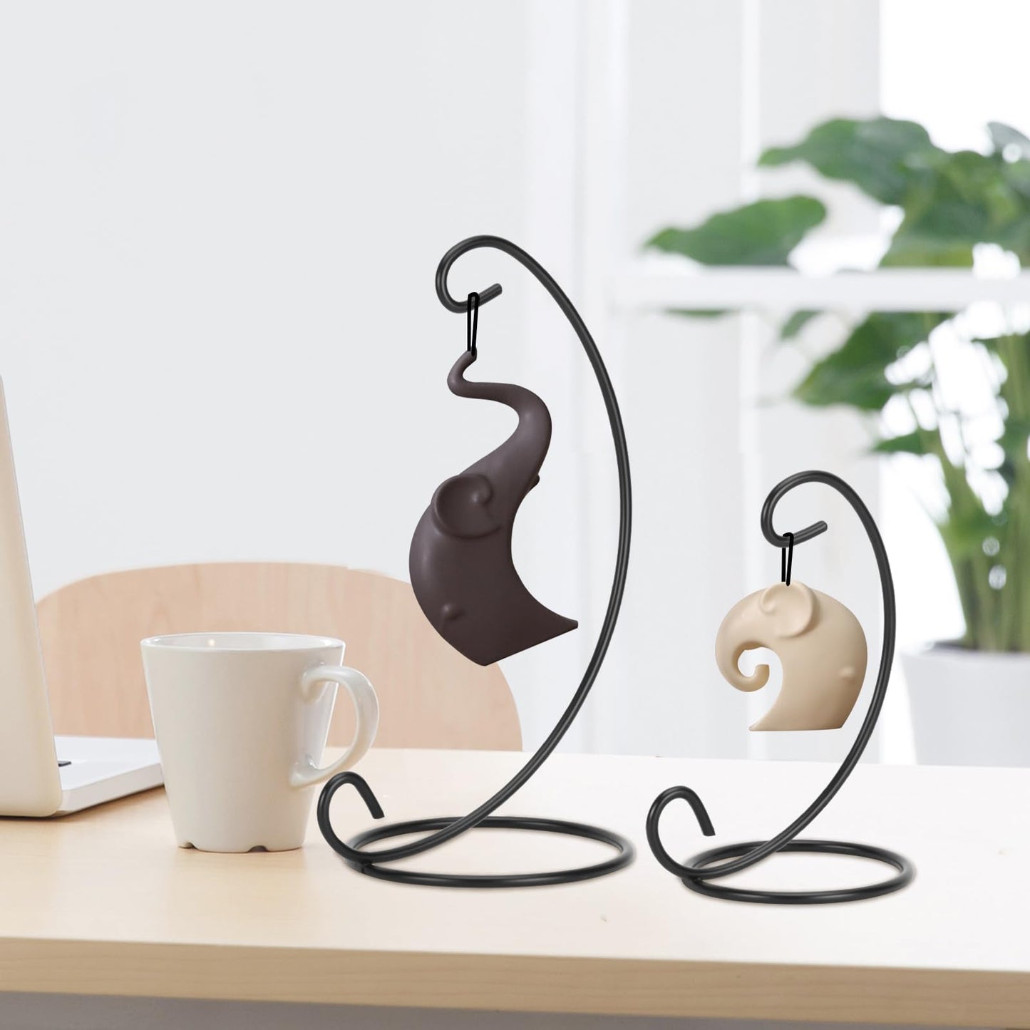 EOWCO 9in Single Ornament Display Stand, Tabletop Ornament Hangers, Air Plant Holder, Black Iron Hanging Hook for Christmas Halloween Decoration, Glass Crystal Witch Ball, Home Wedding, Party Decor(1pcs)