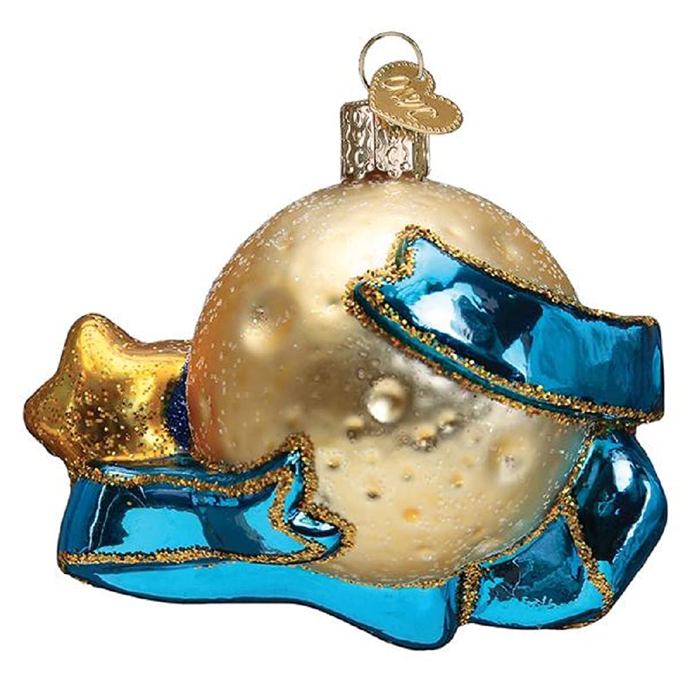 Old World Christmas Love You to The Moon & Back Glass Blown Ornament for Christmas Tree, Handcrafted Holiday Decoration, Sayings Collection