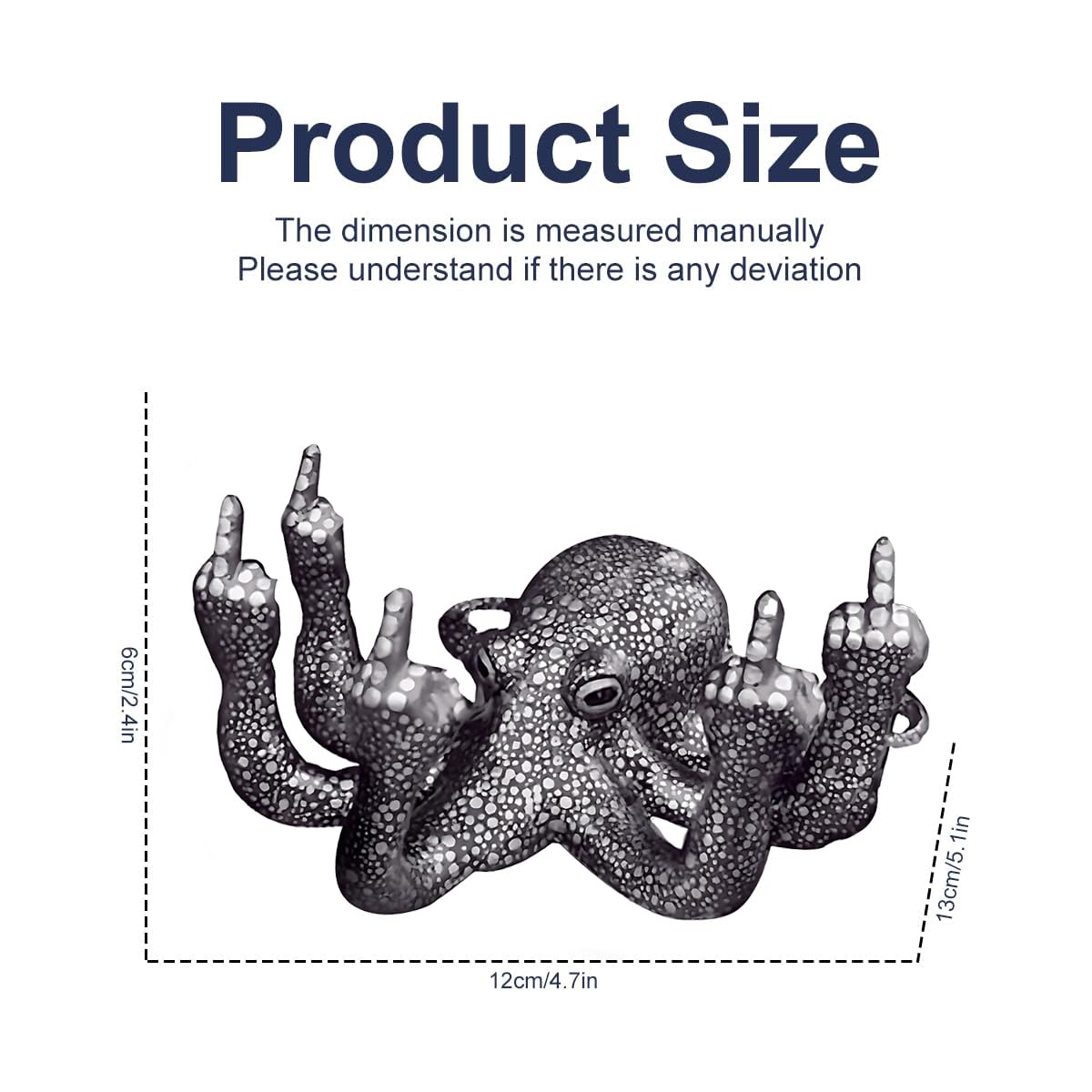 Octopus Statue,Middle Finger Desk Decor,Home Office Decor,Cute Room Decor,Funny Gifts,Various Fish Tank Decoration (Black)