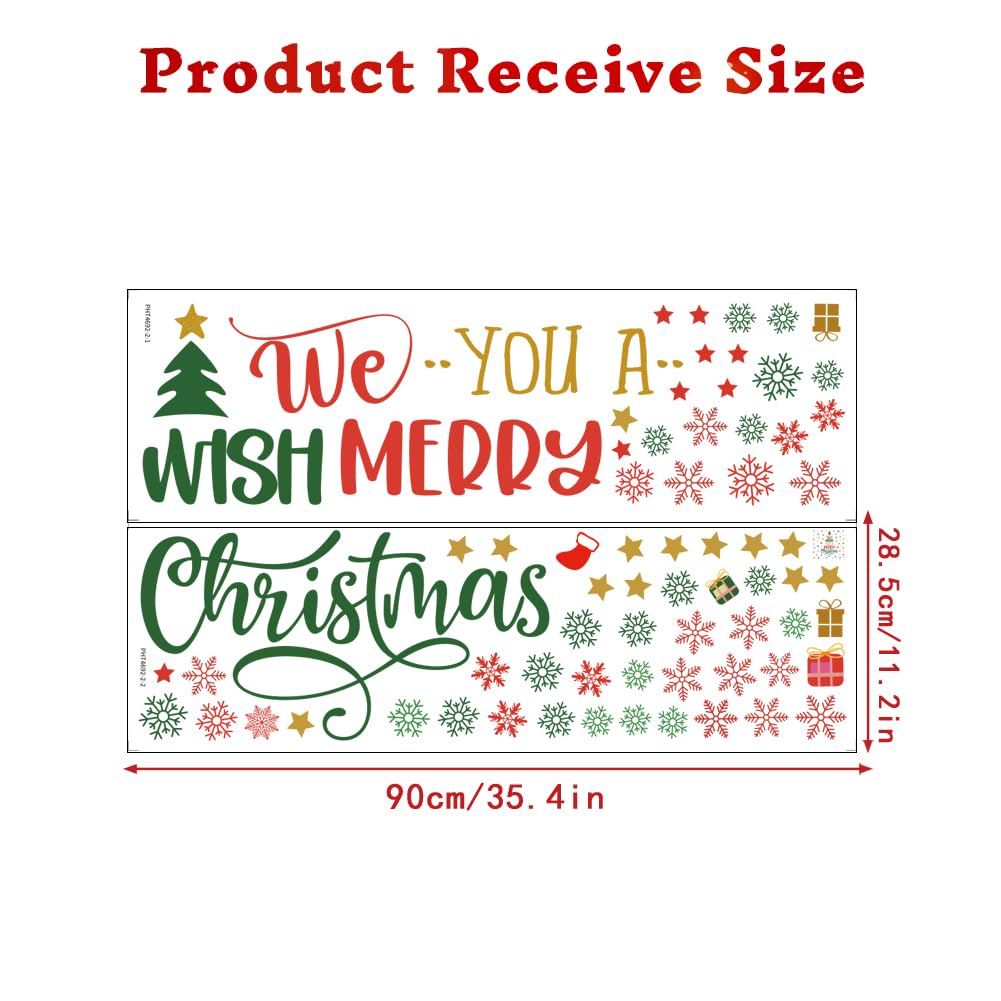 Christmas Tree Wall Decals Merry Christmas Quotes Wall Stickers Xmas Tree Snowflake Wallpaper Christmas Decorations Peel and Stick Removable Vinyl Wall Art for Bedroom
