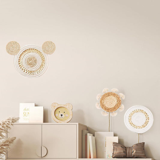 LTAXAF 9pcs Boho Wall Basket Decor-Basket Wall Decor, Decorative Plates for Wall Hanging For Living Room, Entryway, Bedroom–Natural Wall Decor