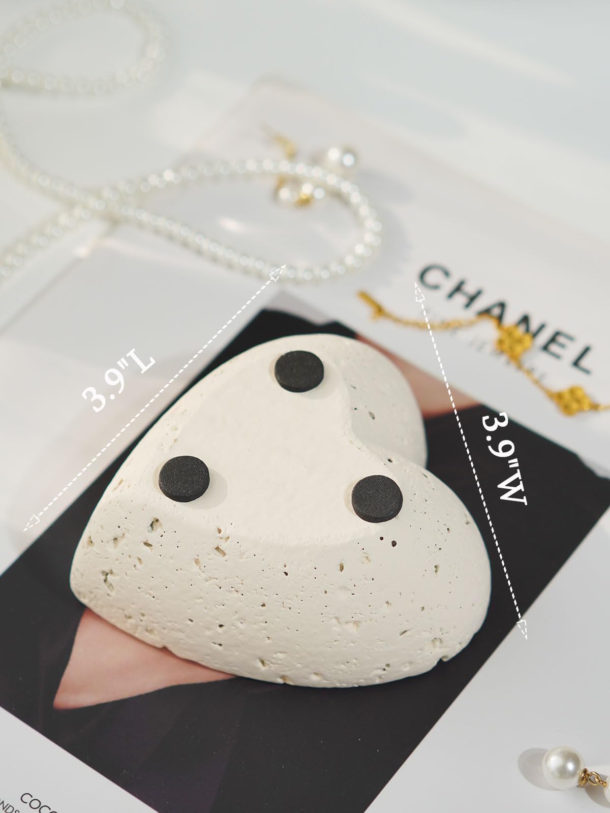 DINLiAN S Concrete Ring Holder Dish,Jewelry Dish Tray,Decorative Trinket Dish Vanity Tray,Cute Heart Jewelry Organizer for Woman Room Table Decor (beige heart)
