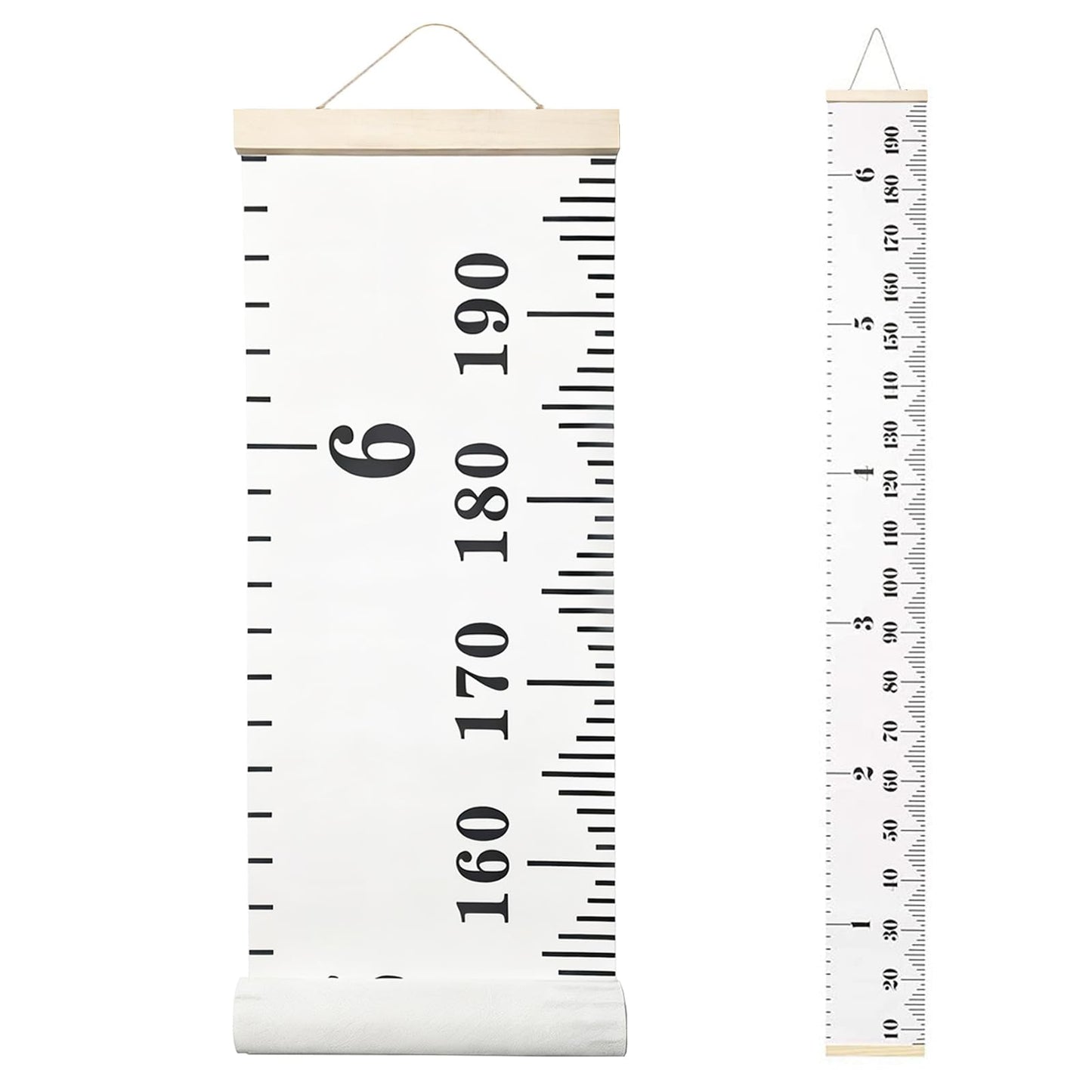 Height Chart for Kids, Growth Chart for Wall, 77"x7.9" Premium Canvas Removable Height Chart for Kids Baby Child Toddler Boys Girls Height Measurement for Wall (Black & White)