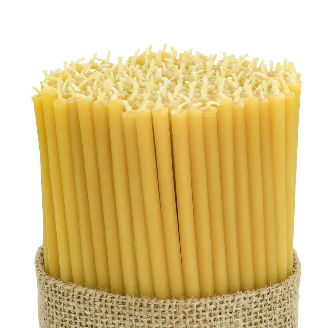 DEYBBY Beeswax Birthday Candles 100 Count Dripless and Smokeless Eco Taper Candles for Home, Dinner, Cake, Prayer, Church, Hanukkah, Christmas