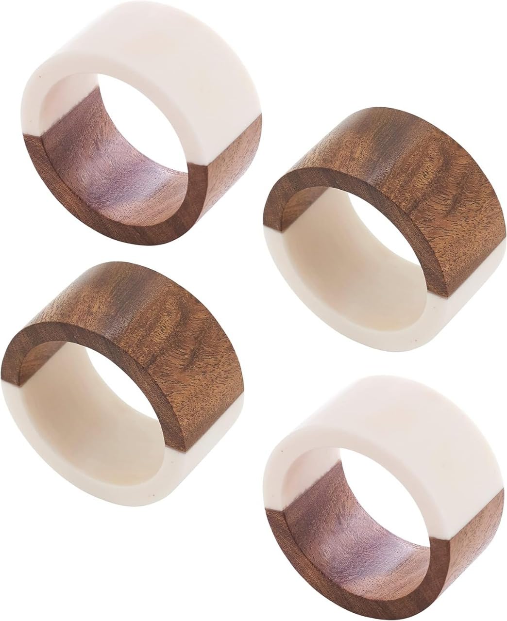 SHAFA IMPEX Classic Handmade Resin Napkin Rings Set, Dining Table Holders for Everyday, Holiday, Christmas, Thanksgiving, Farmhouse Decor (Wooden Resin, Set of 12)