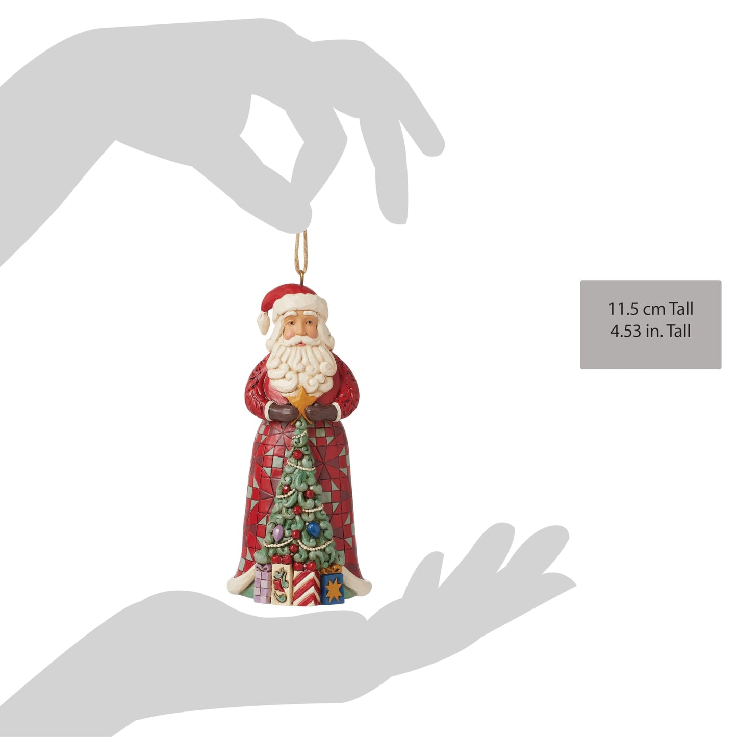 Enesco Jim Shore Heartwood Creek Santa Standing with Christmas Tree Hanging Ornament, 4.53 Inch, Multicolor