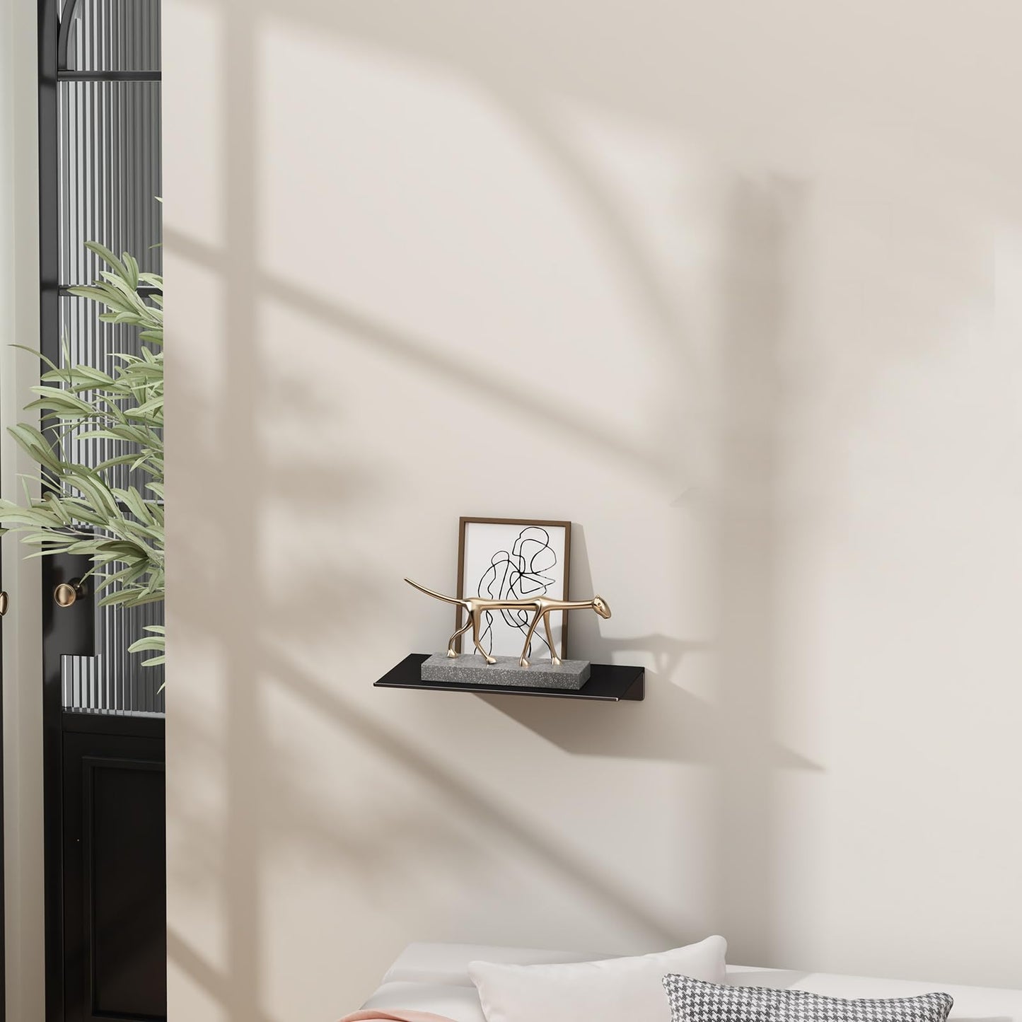 Danpoo Small Floating Shelf for Wall Storage, Mini Display Shelf for Collectibles, Metal Wall Shelf for Bathroom/Living Room/Kitchen/Bedroom(Black, 8")