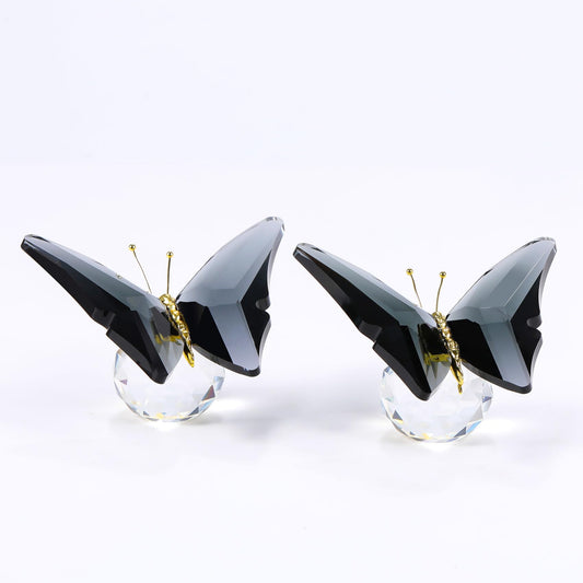 Arikyrist 2 pcs Crystal Grey Butterfly Gifts for Women Butterflies Lovers Glass Butterfly Figurines Animal Statues for Desk Office Home Decor