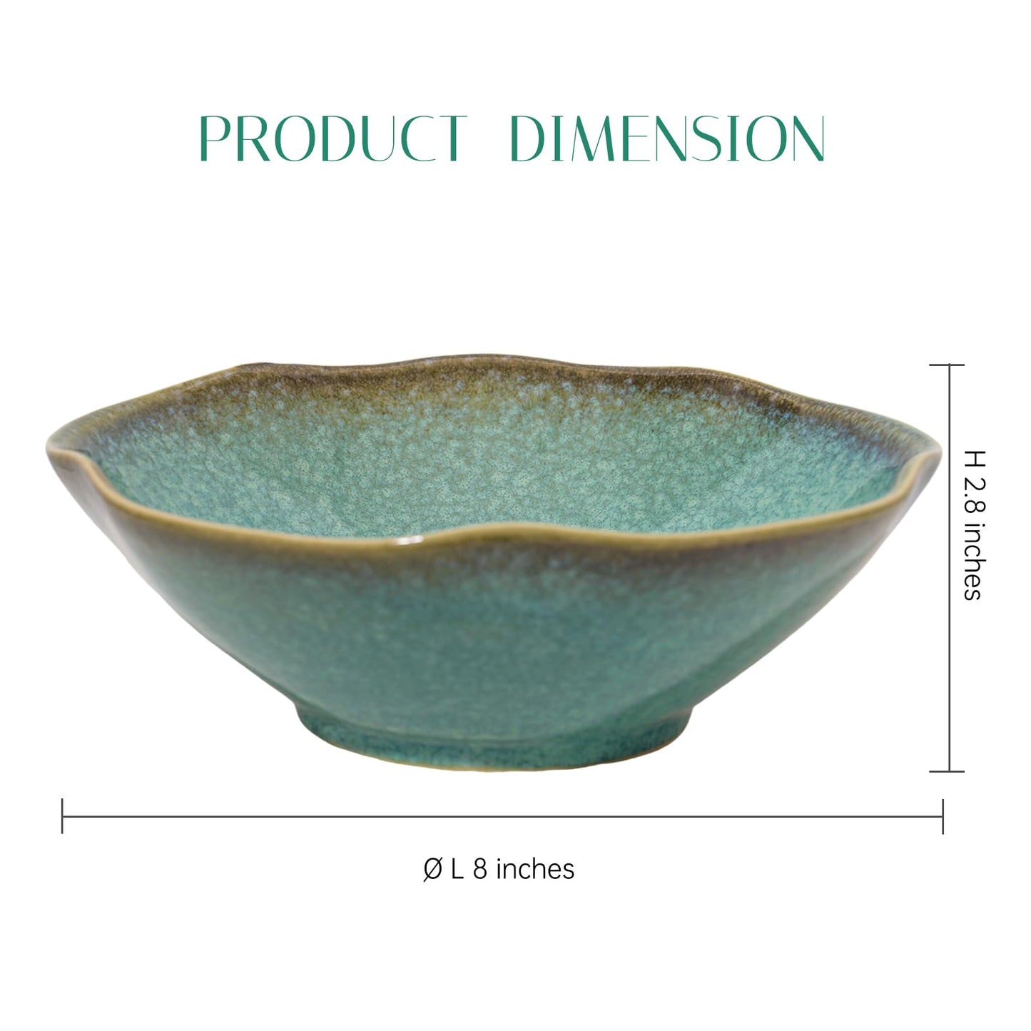 KROUJITY Decorative Bowl 7.6'' Ceramic, Ruffle Catch All Key Bowls for Entryway Table, Coffee Table Bowl Decor, Handcrafted Large Decorative Bowl, Pottery Purse Potpourri Bowl