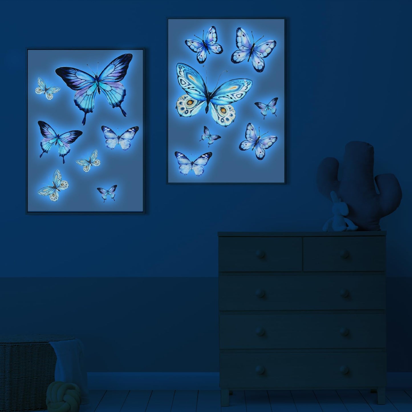 Glow In The Dark Butterflies Blue Luminous Butterfly Glow In The Dark Wall Stickers Luminous Butterfly Stickers For Ceiling Or Wall Removable Butterfly Decals For Kids Baby Nursery Bedroom Decoration
