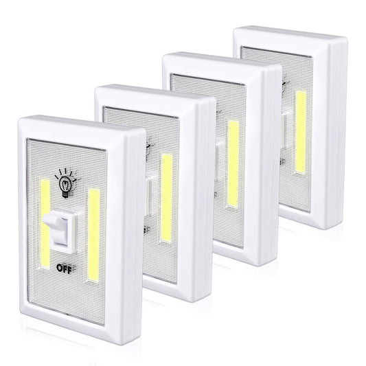 Lzonunl Closet Light, Battery Operated Tap Light, Super Bright Switchlight, Stick On Light Wall Mount Under Cabinet Lighting, Push Night Light for Cupboard, Shed, Basements(4 Pack)