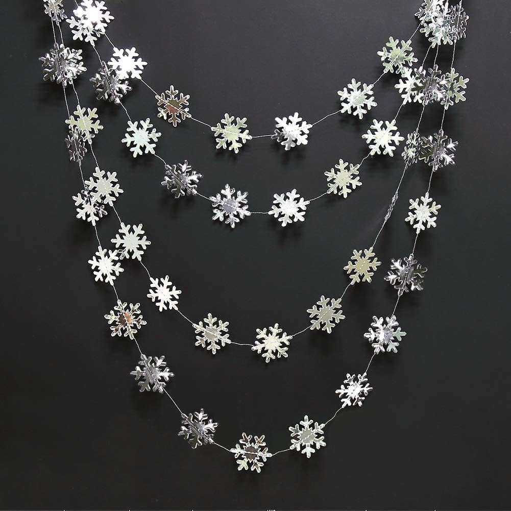 Cheerland Clearance Winter Wonderland Silver Snowflakes Decorations Hanging Christmas Garland for Onederland New Year Office Dorm Hanukkah Holiday Bridal Shower Winter Ceiling Decor Xmas Backdrop