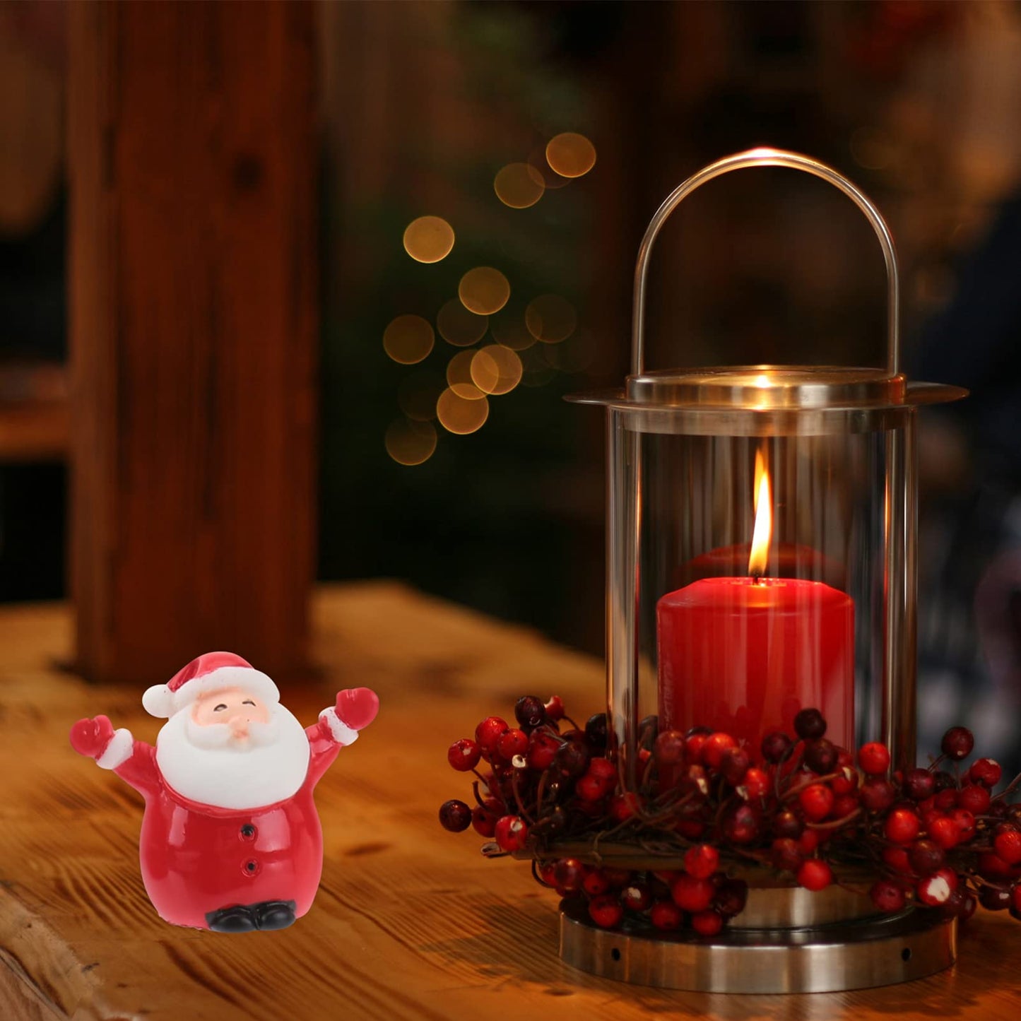 Happyyami 10 Pcs Santa Claus Resin Miniature Ornaments, Christmas Desktop Decorations for Home Office, for Holiday Decor and Children