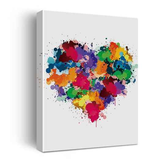 Hijie Heart Watercolor Poster Canvas Wall Art for Home/Office/Bedroom Decor - Heart Love Canvas Print Wall Art Painting Ready to Hang Gifts - Easel & Hanging Hook 12x15 Inch