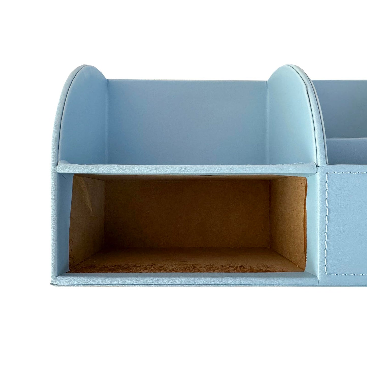 UnionBasic Desk Organizer - Multifunctional Leather Desktop Pen Holder Storage Box - Business Card/Pen/Pencil/Mobile Phone/Stationery Holder, Blue