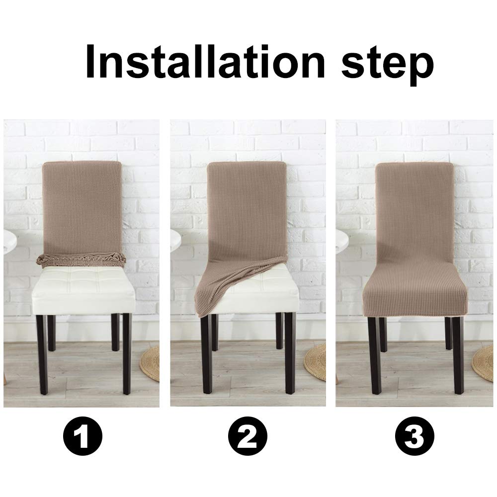 Dining Chair Covers Stretch Chair Cover Parsons Chair Slipcover Chair Covers for Dining Room Set of 2, Khaki