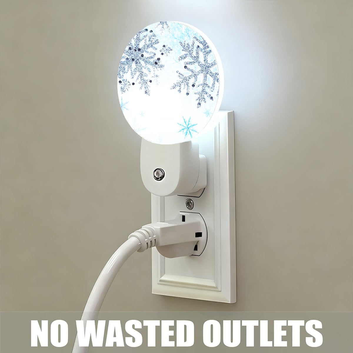 Olikked Plug-in Winter Frost Scene Night Light Sparkling Winter Crystals Snowflakes Nightlight with Dusk to Dawn Sensor, Auto On/Off 0.5W Energy-Saving LED Lighting for Sleep Friendly