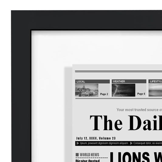 Americanflat 15x26 Newspaper Frame with Shatter-Resistant Glass - Use as 11x22 Newspaper Frame - Signature Float Collection - Engineered Wood Molding - Floating Frames for Wall Display - Black