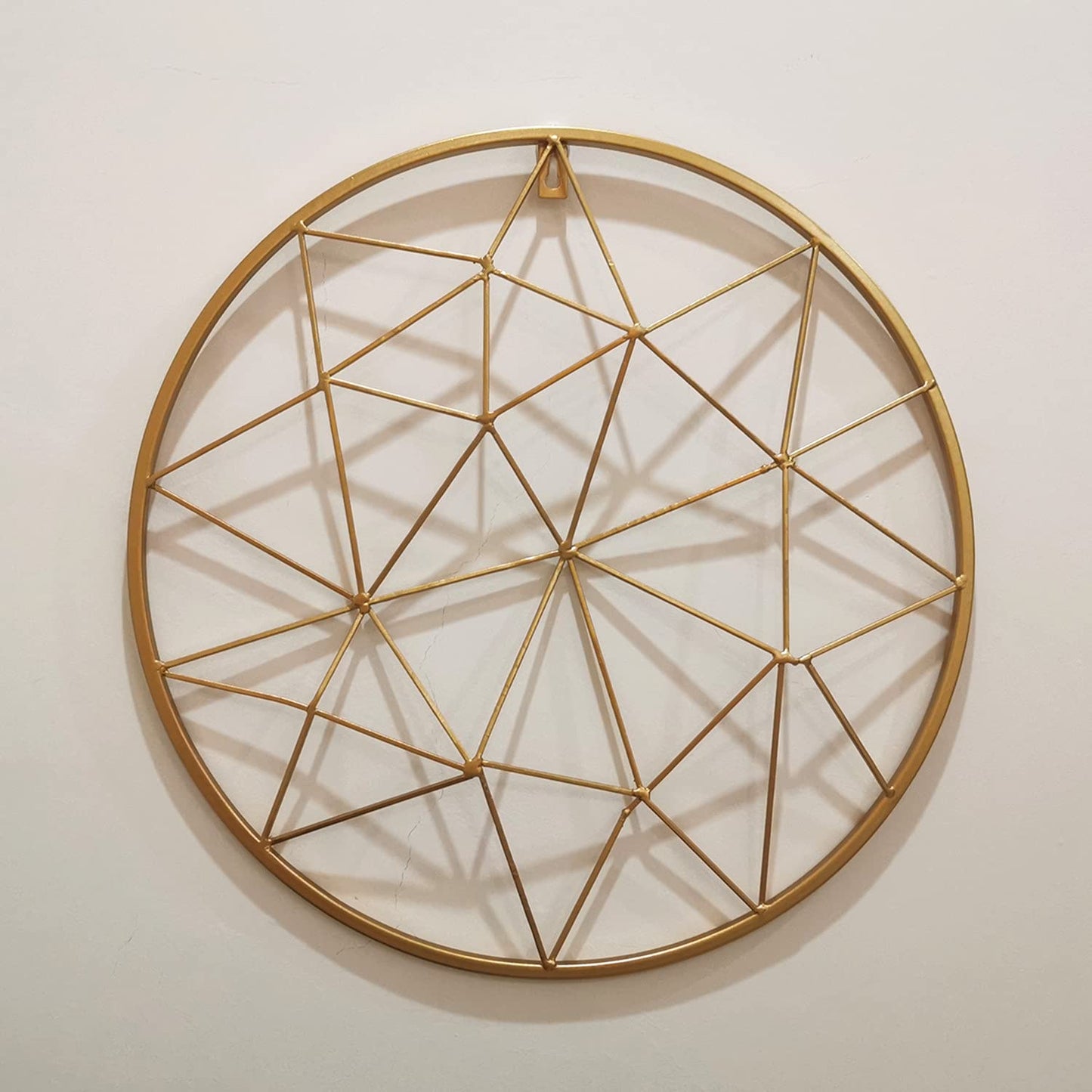 Yamfurvo Round Wall Gird Panel, Hanging Display Stands, Multifunctional Wire Photo Momo Organizer & Shelves for storage, Decorative Wall Storage Organizer Rack, Gold