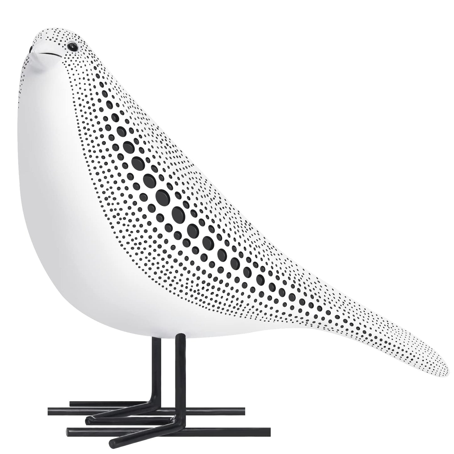 Quoowiit Bird Figurine, Modern Sculpture and Statues for Home Decor, Animal Statues for Bookshelf, Table, Entryway, Fireplace, Resin Decorative Sculpture with Chic Polka Dots Art Design (White)