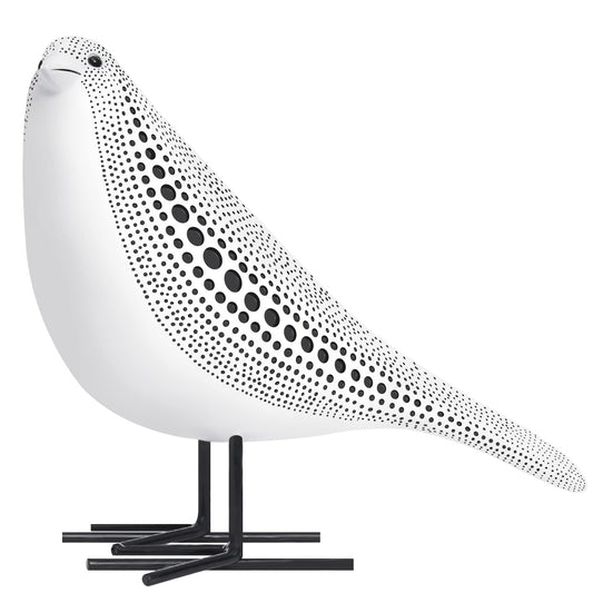 Quoowiit Bird Figurine, Modern Sculpture and Statues for Home Decor, Animal Statues for Bookshelf, Table, Entryway, Fireplace, Resin Decorative Sculpture with Chic Polka Dots Art Design (White)