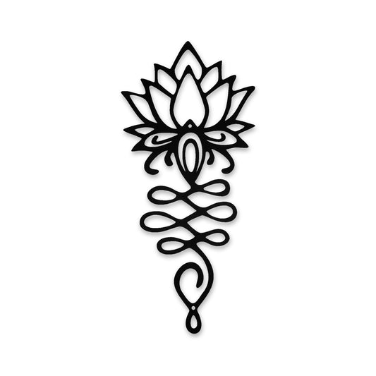 Lotus Flower Wall Decor – Black Metal Yoga Wall Art with Lotus Design, Spiritual Home Décor Sculpture for Meditation Spaces, Living Room, Bedroom, Office