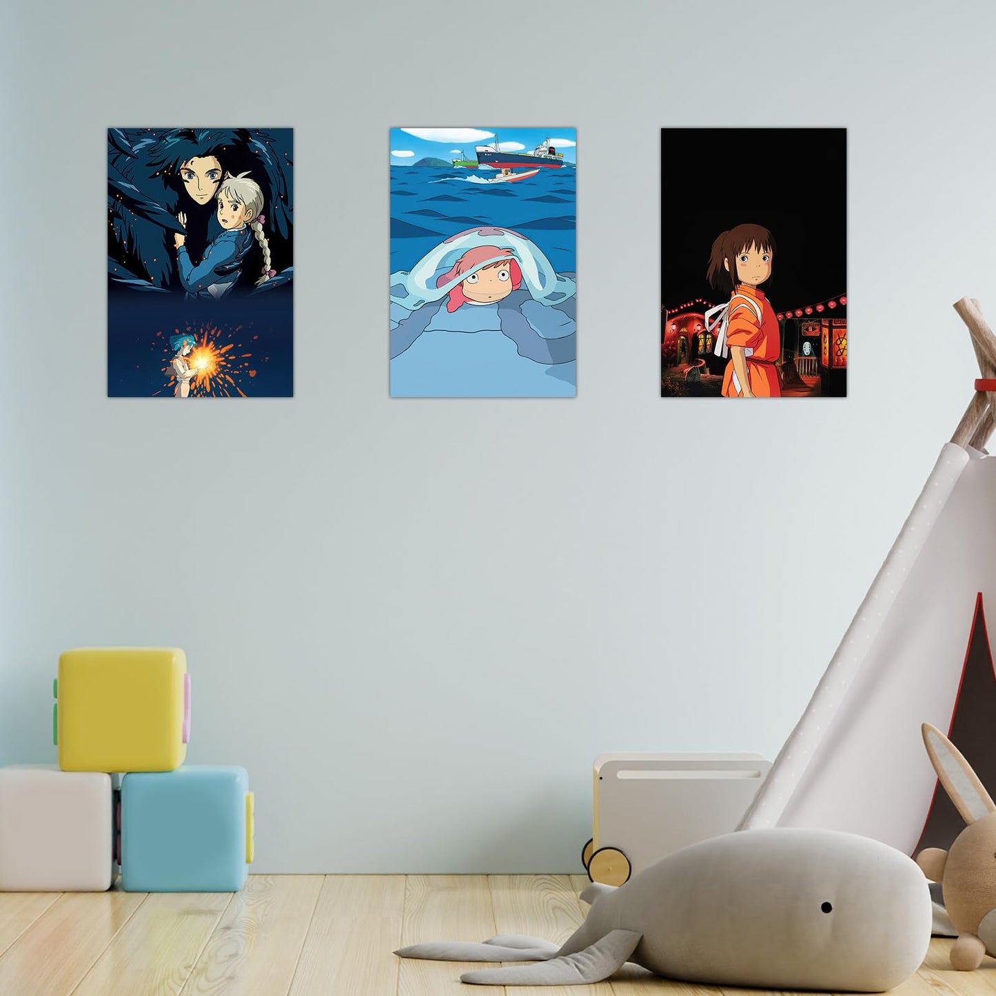 Pounchi Japanese Anime Posters (8 Pcs with Glue Dots) 11.2" x 16.5" Cartoon HD Printing Poster Unframed Version for Room Bedroom Club Wall Art Decor for Teens