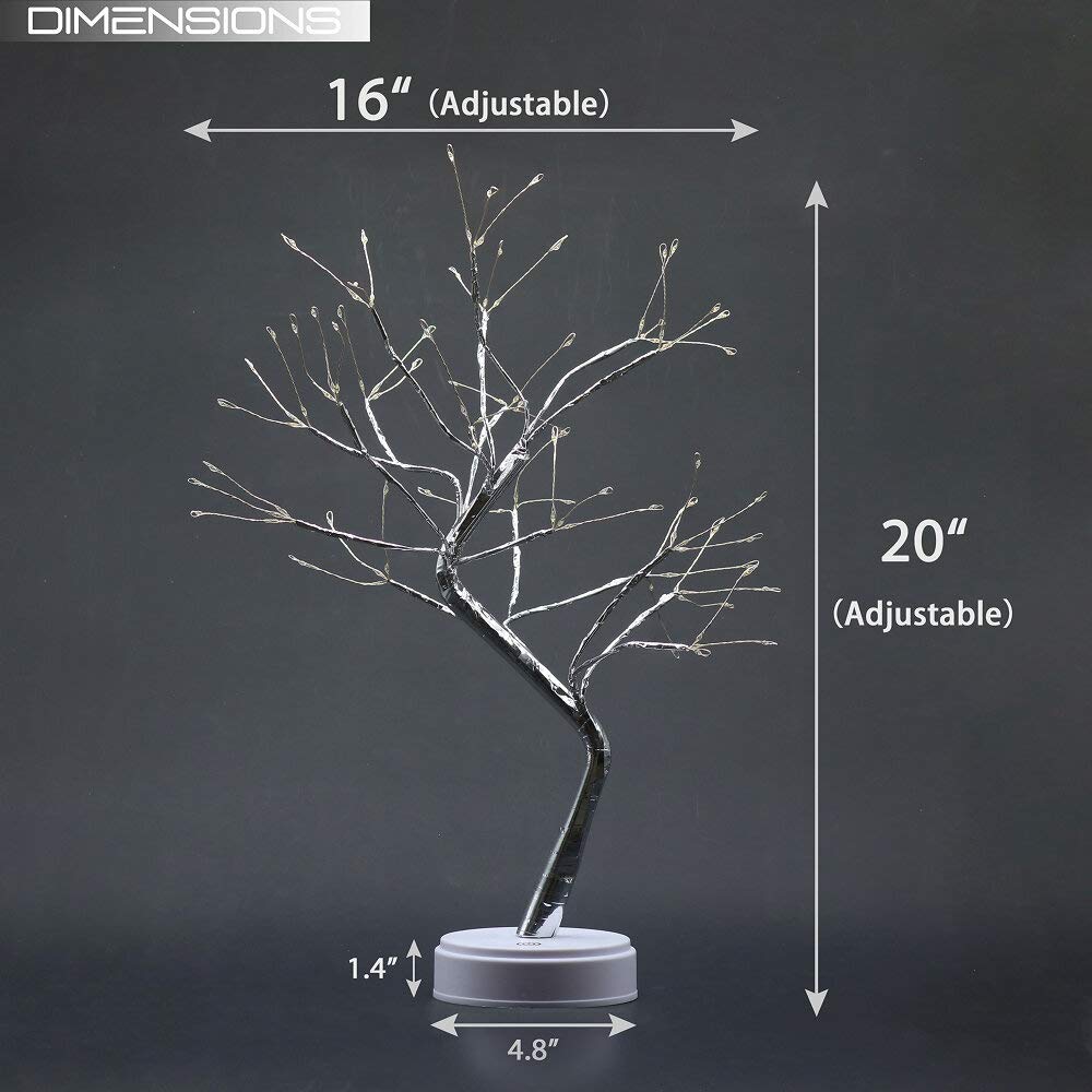 OTAVILEM LED Tabletop Bonsai Tree Light, Aesthetic Tree Lamps for Living Room, Cute Night Light, Battery/USB Operated, DIY Artificial Tree Lamp for Bedroom, Desktop,Christmas, Room Decor