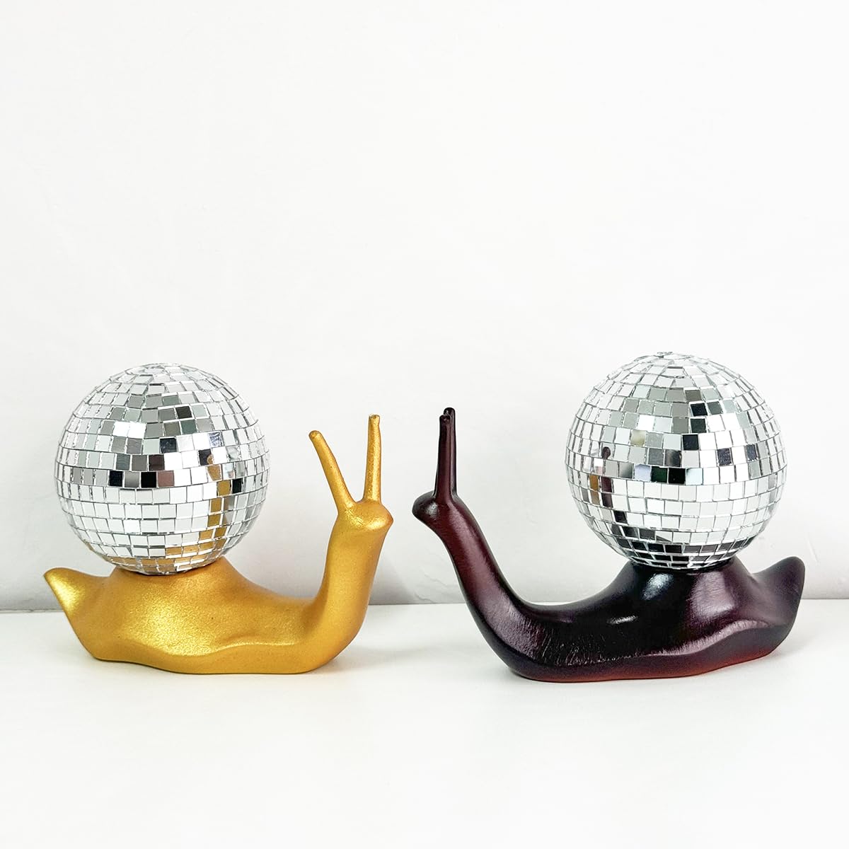 Black Disco Snail Handmade Disco Ball Snail Figurine Home Ornaments Aesthetic Room Decor Funky Decor Sculptures and Figurines Table Ornaments Shelf Office Display Unique Gift Disco Art
