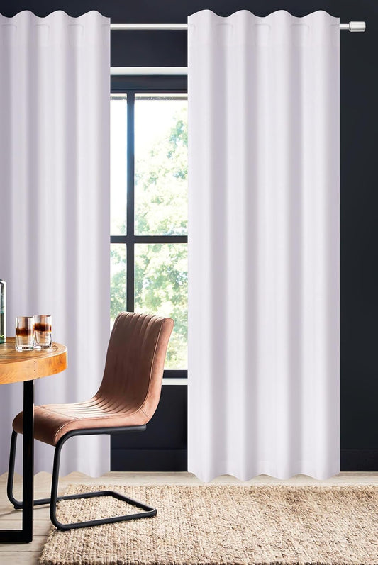 Bedding Craft White Cotton Curtains,63 Inch Tab Top Cotton Curtain Set 2 – 50x 63 Drapes for Living Room, Bedroom, Dining Room – Set of 2, Elegant White Panels