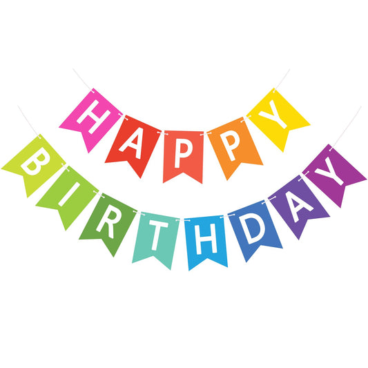 JHZMCRX Happy Birthday Banner Sign, Birthday Garland Wall Door Hanging Banners Flag for Women Men Boys Girls Party Backdrop Decorations, Personalized Name Banner White Letters Colorful