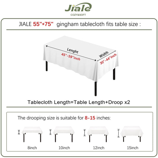 JIALE Spring Gingham Tablecloth Rectangle Cotton Linen Fabric Checkered Table Cloth with Tassel Washable Wrinkle Free Buffalo Plaid Table Cover for Outdoor Party Picnic Kitchen Dining, Green, 55x75
