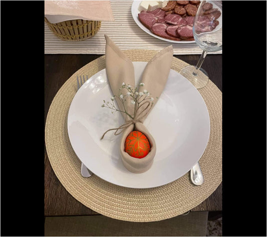 PLOYMONO Beige Heavy Duty Polyester Napkins - 17 x 17 Inch Solid Washable Cloth Dinner Napkins - Set of 8 Napkins with Hemmed Edges - Great for Weddings, Parties, Banquets Dinner & More