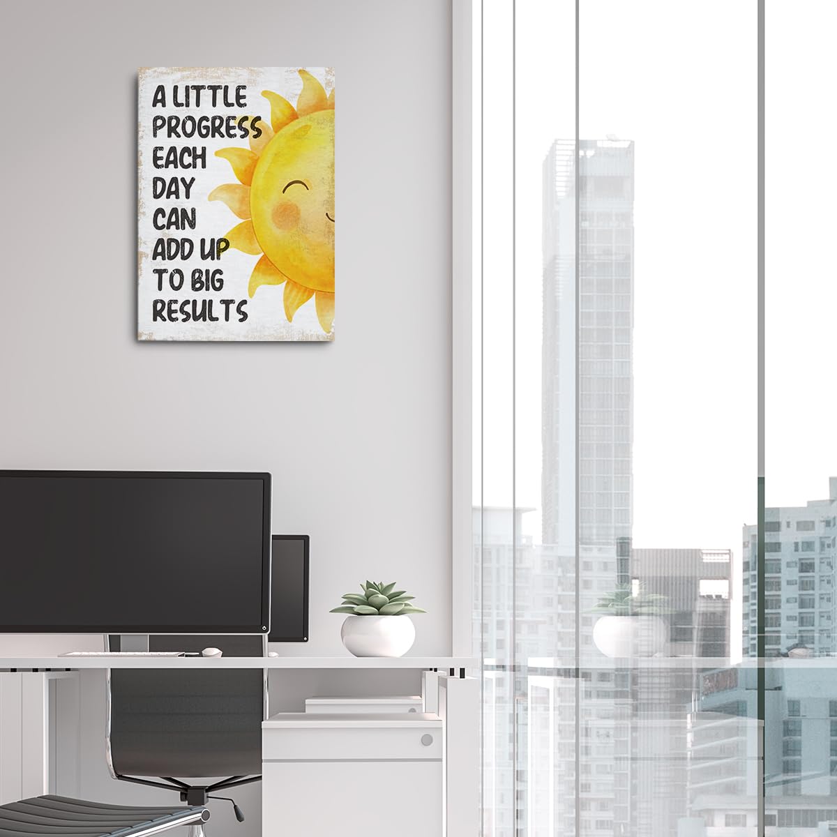 Inspirational Quotes Motivational Office Decor Canvas Wall Art Wall Decor, Affirmations Mental Health Framed Prints Poster Painting Artwork for Home Office Nursery Living Room,11.4x15IN,Ready to Hang