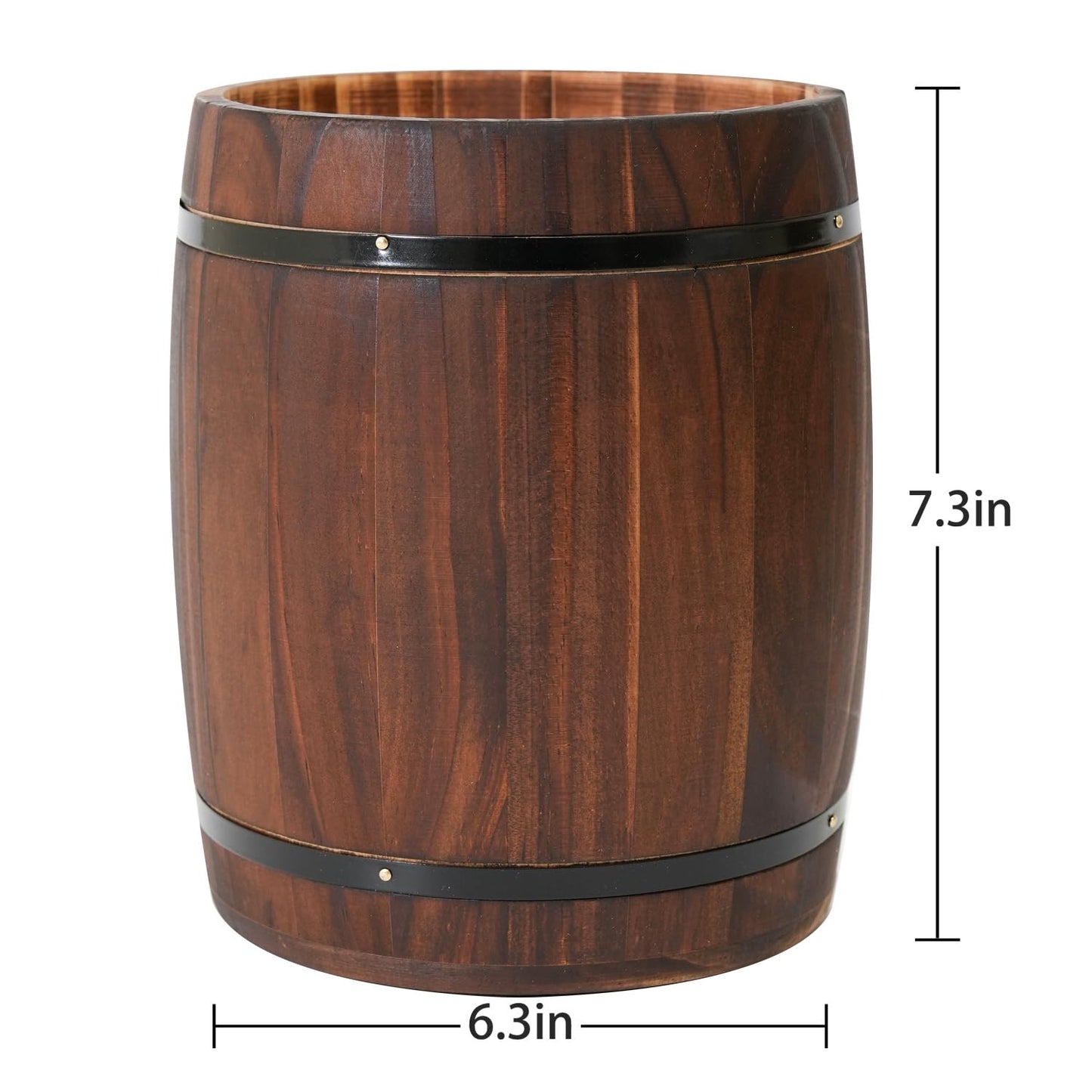 Tomato Garden Wooden Utensil Holder, Brown, Barrel Shape, Holds Spoons and Scoops, Wine Barrel Design, Painted, Smooth Surface, Sturdy Construction