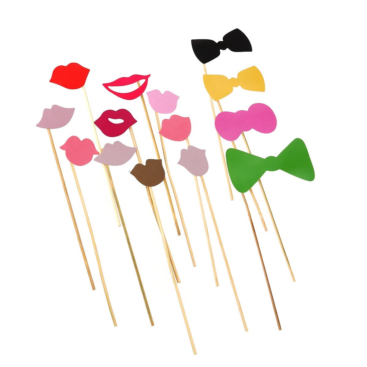 Tinksky Photo Booth Props 60 piece DIY Kit for Wedding Party Reunions Birthdays Photobooth Dress-up Accessories & Party Favors, Costumes with Mustache on a stick, Hats, Glasses, Mouth, Bowler, Bowties