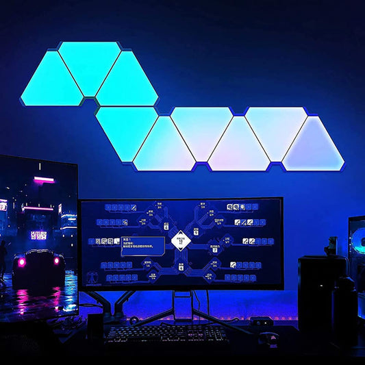 fbkapelk WiFi Bluetooth 5V USB Triangle Lamps Quantum Atmosphere LED Night Light for Game Bedroom Decoration Creative Decorat Wall Lamps (10 PCS Bluetooth)