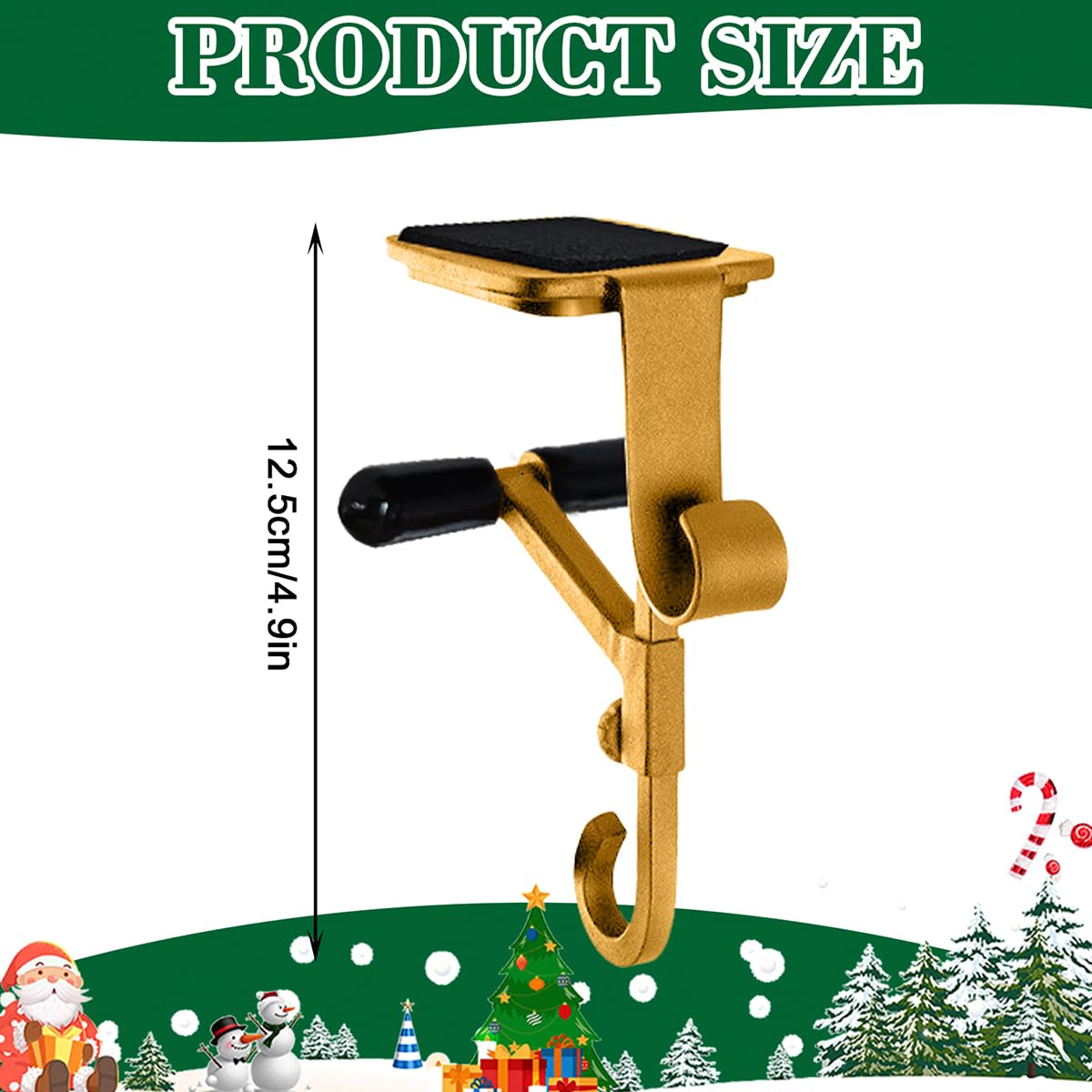 ATRGDUE Fireplace Stocking and Garland Hanger with Two Hooks,Adjustable Mantle Holder- Hold Christmas Decoration and Hang Garland-No Drill,Durable Wrought Iron Holds Up to 20 lbs(3Pcs,Gold)