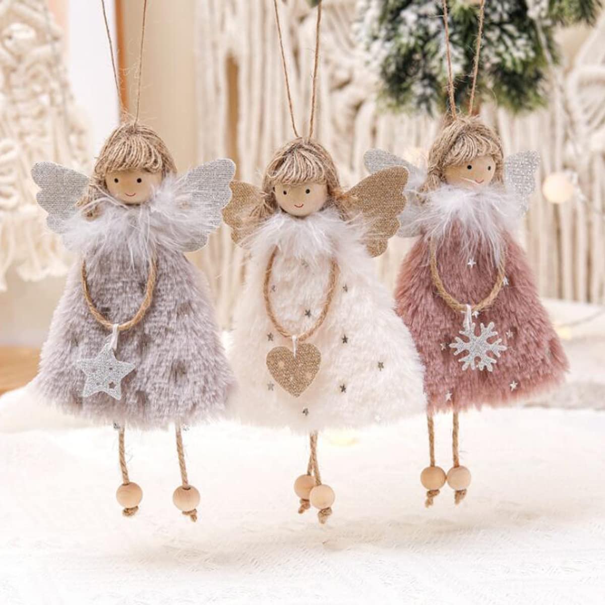 FZBNSRKO 3 Pcs Angel Doll Pendants,Christmas Plush Ornaments Plush Angel Ornaments for Christmas Party New Year,Birthday,Wedding,Valentine's Day Decoration