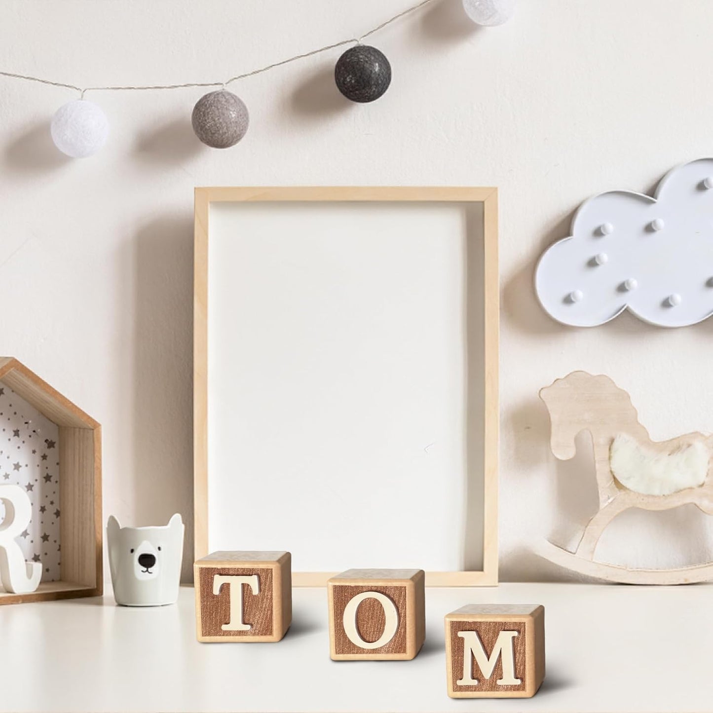 Custom Wooden Name Sign – 8-Letter Baby Blocks with 78 Wooden Alphabet Letters, Personalized Nursery Décor for Montessori, Baby Shower & Nursery Name Signs