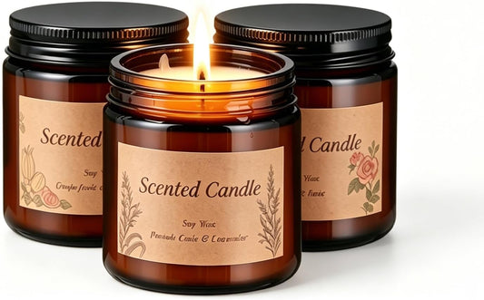 Scented Candles, 3 Pack Natural Soy Wax, VOTTOUCC Aromatherapy Candles Gift Set, for SPA & Sleep, Stress Relief & Morning Energy, Gift for Women, Mom and Friends, 75+ Hour Clean Burn