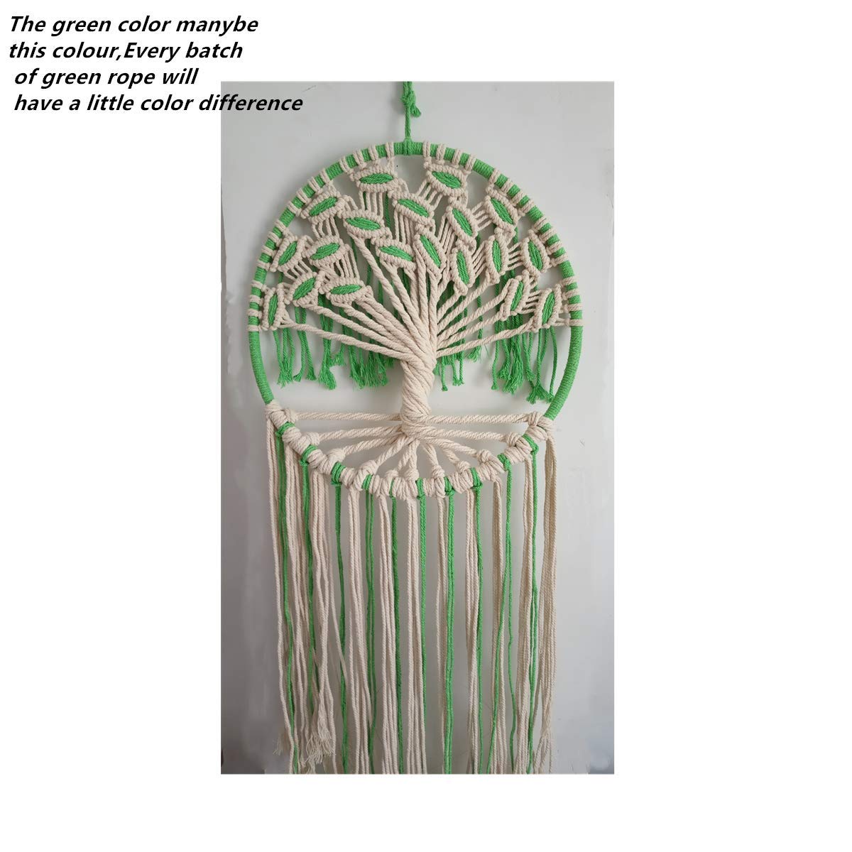 laddawan Macrame Wall Hanging Green and White Tree of Life Wall Art Decoration Home Decor Dream Catcher (X-Large)