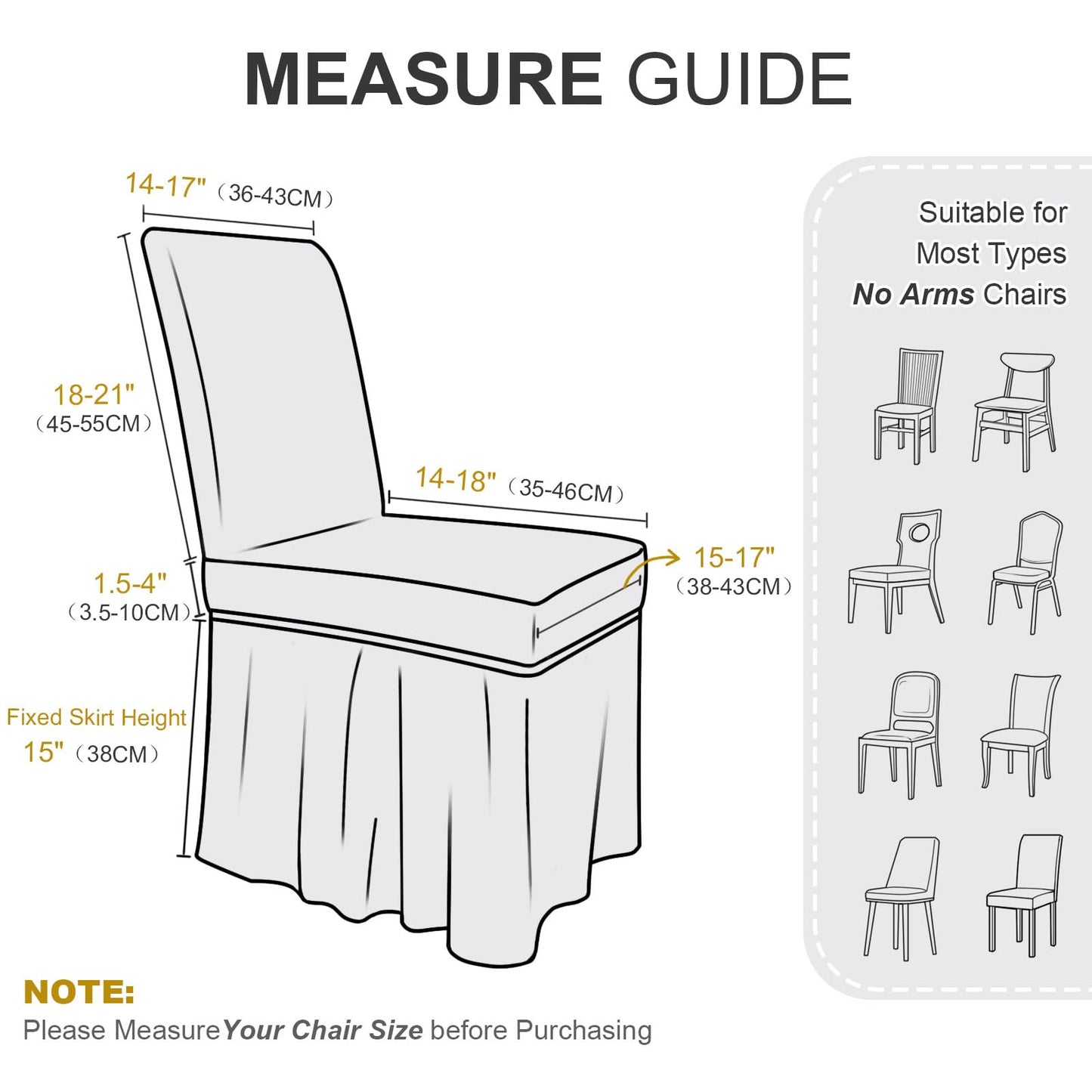 NICEEC Spandex Chair Covers for Dining Chairs Covers Set of 2 Removable Dining Room Chair Covers with Skirt Parson Chair Slipcovers Washable Chair Protector for Kitchen Wedding Party Banquet(Beige)