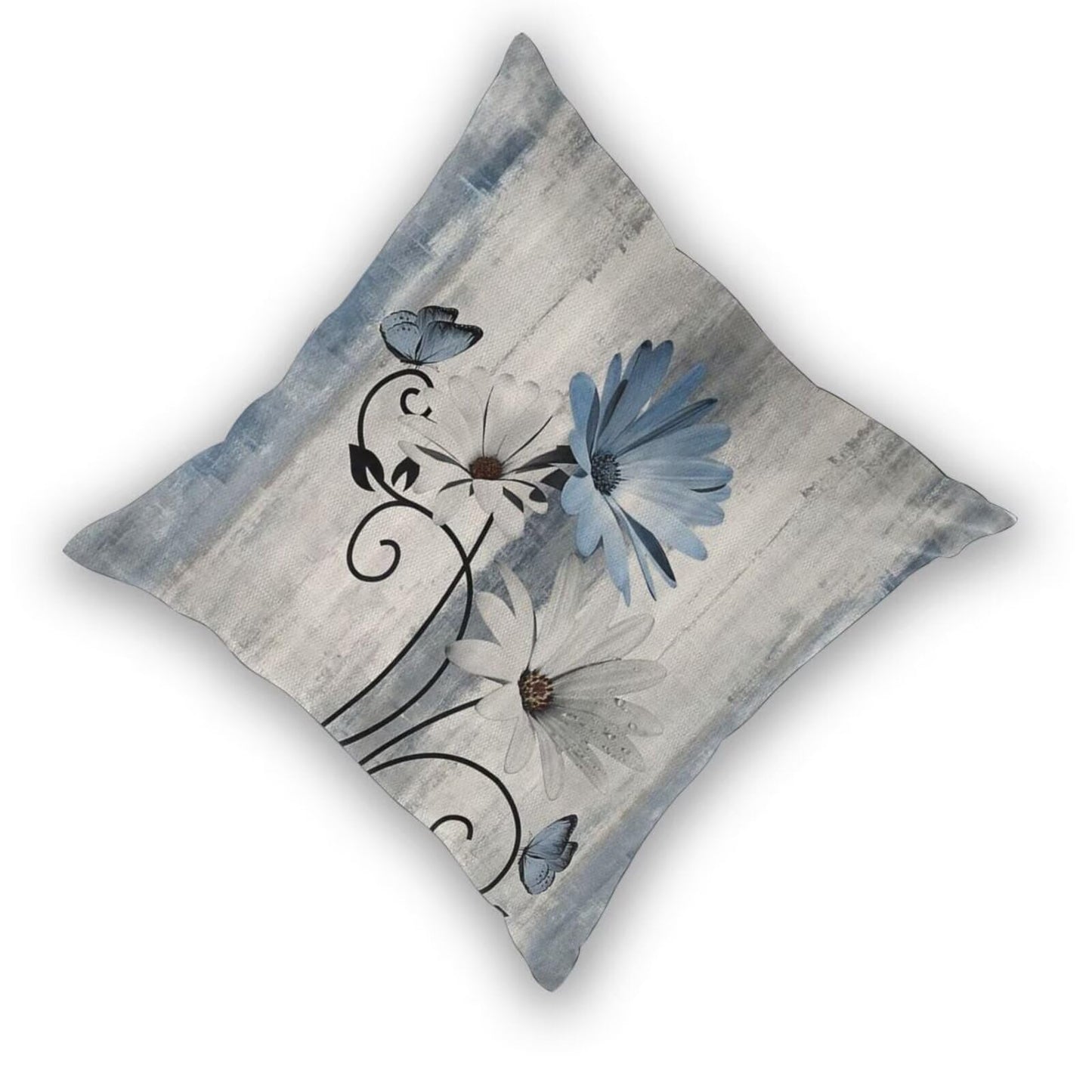 Sunshineyan Baby Blue Floral Pillow Covers 20 x 20 Inch Set of 2 Daisy Floral Butterfly Decorative Throw Pillow Covers Linen Rustic Farmhouse Cushion Cases for Home Sofa Couch Living Room Decor