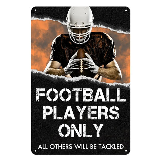 Football Wall Decor Boys Bedroom Sports Room Posters Football Gifts For Boys 8-12 Players Only Sign Football Wall Art Football Accessories For Boy Metal Tin Signs Football Sports Decor 12 X 8 Inch