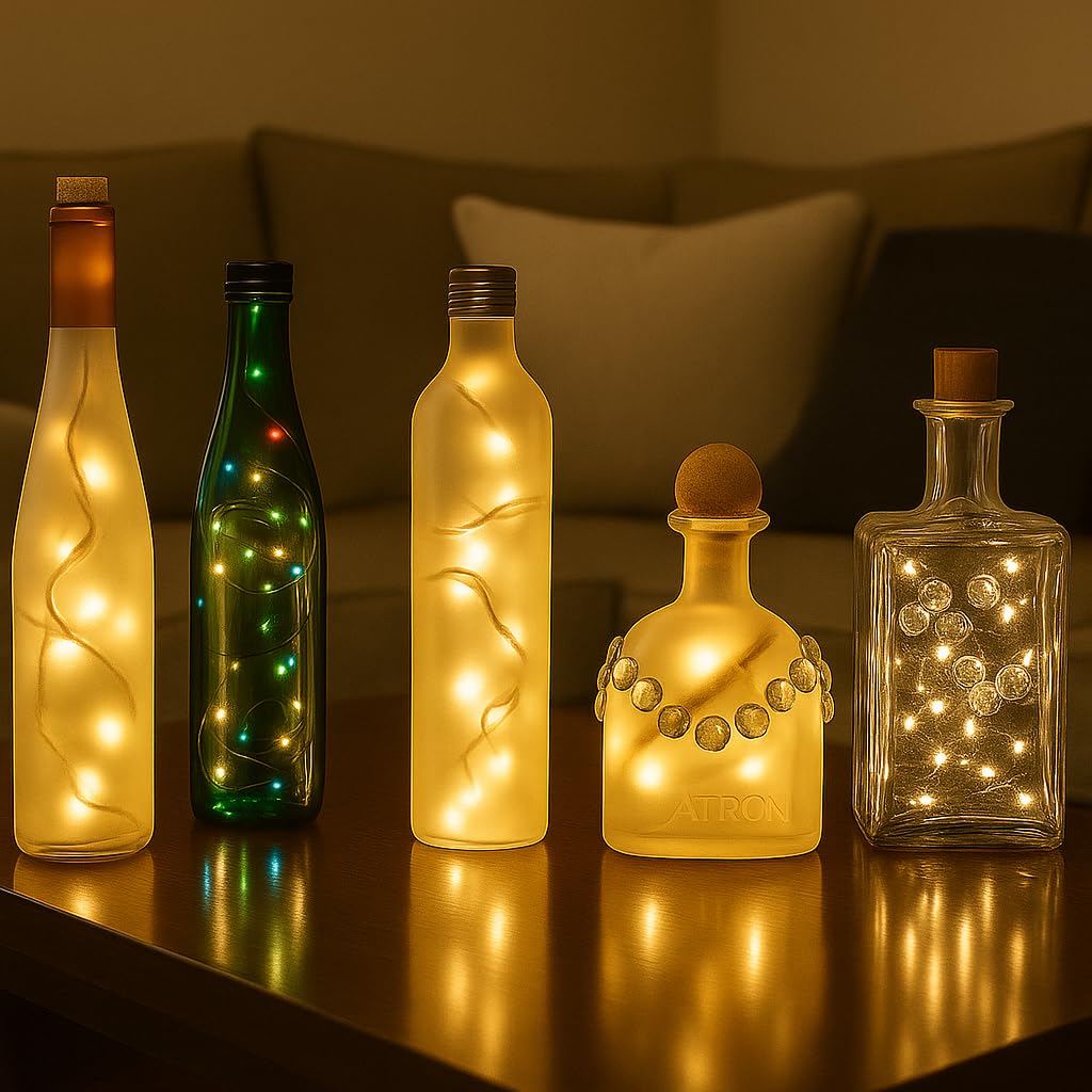 Novelty Lights 5 feet 10 Bulb Clear Mini Light String on White Wire, Non-Connectable Incandescent Fairy Lights for Bottles and Crafts, 4" Bulb Spacing, 24" Lead, Stackable Fused Plug