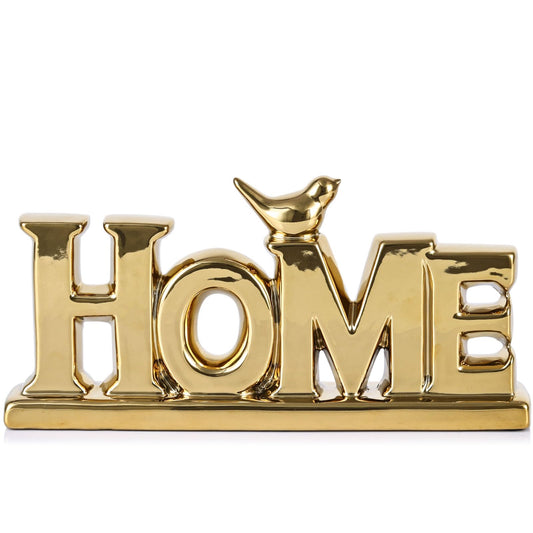 Gold Love Sign Statue - Personalized Home Decor, Bird Sculpture for Living Room, Bedroom, Desktop & Cabinets