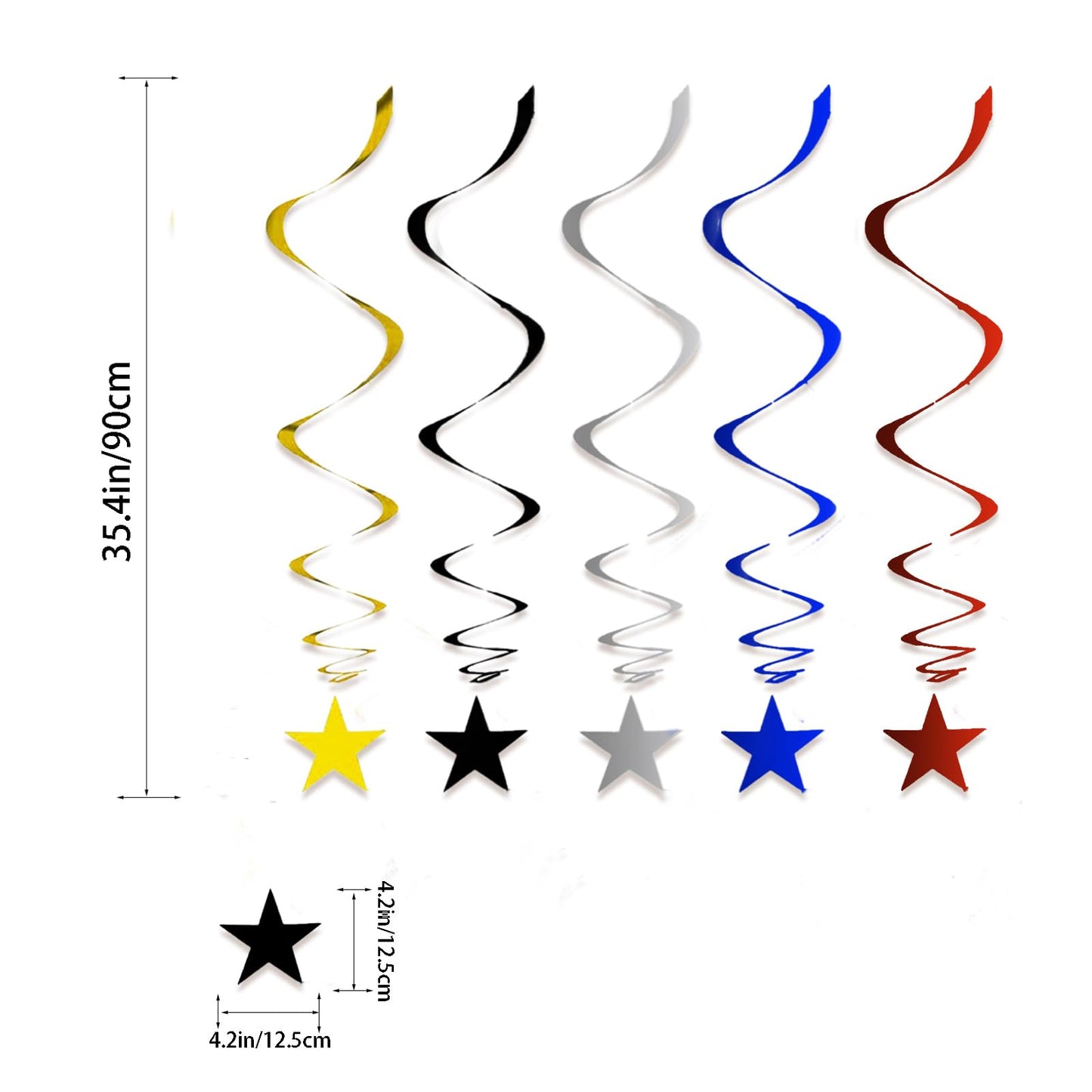Gold Twinkle Stars Hanging Swirls Decorations Ceiling Swirl Foil Decoration Hanging Gold Party Supplies for Birthday Baby Shower Wedding, 32 pcs