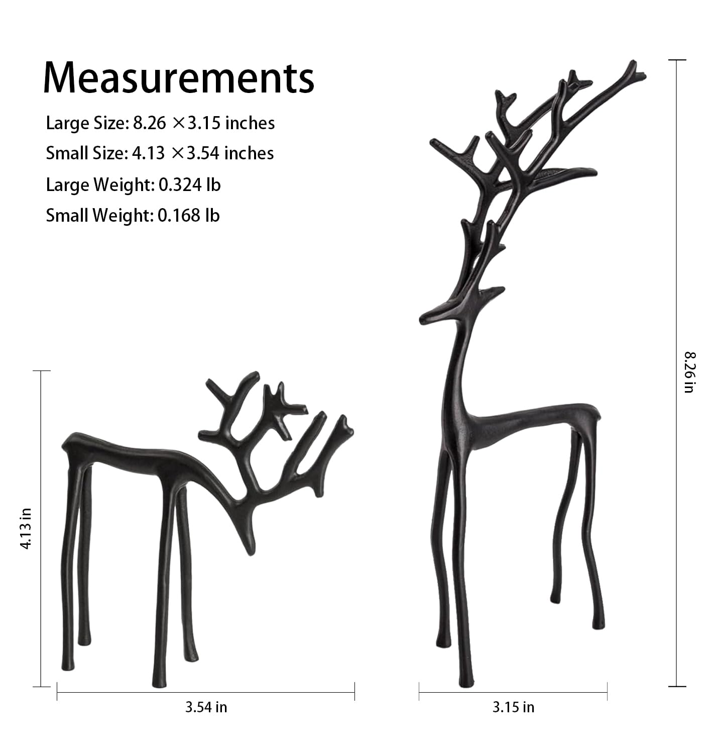 JumkontSet of 2 Modern Reindeer Statues - Black Metal Reindeer Statues - Style Modern Reindeers Tabletop Decoration - Ornaments for Mantel Fireplace Living Room Bedroom Home Decor